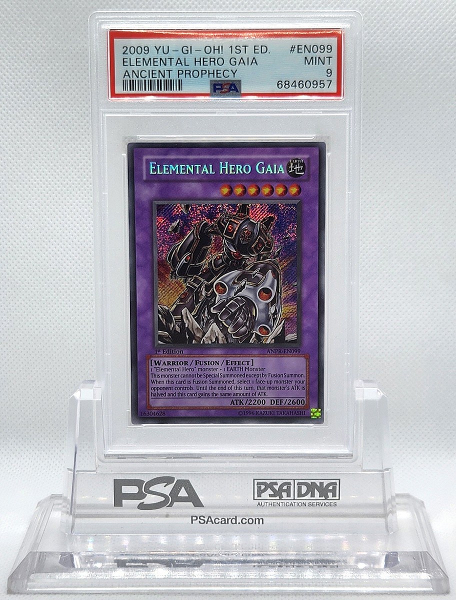 YUGIOH 1ST ED ANPR-EN099 ELEMENTAL HERO GAIA SECRET RARE PSA 9