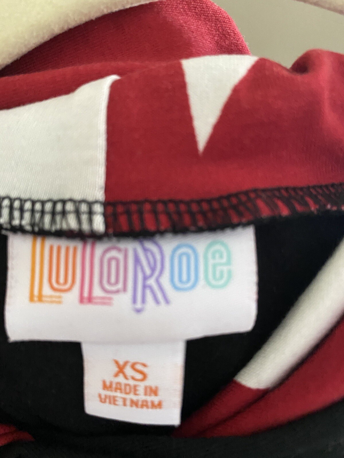 Lularoe Extra Small XS Solid Black  Red White Sta… - image 3