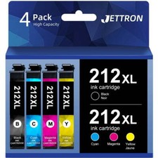 4 Pack 212XL Ink Cartridge compatible for Epson 212XL Workforce XP-4100 XP-4105