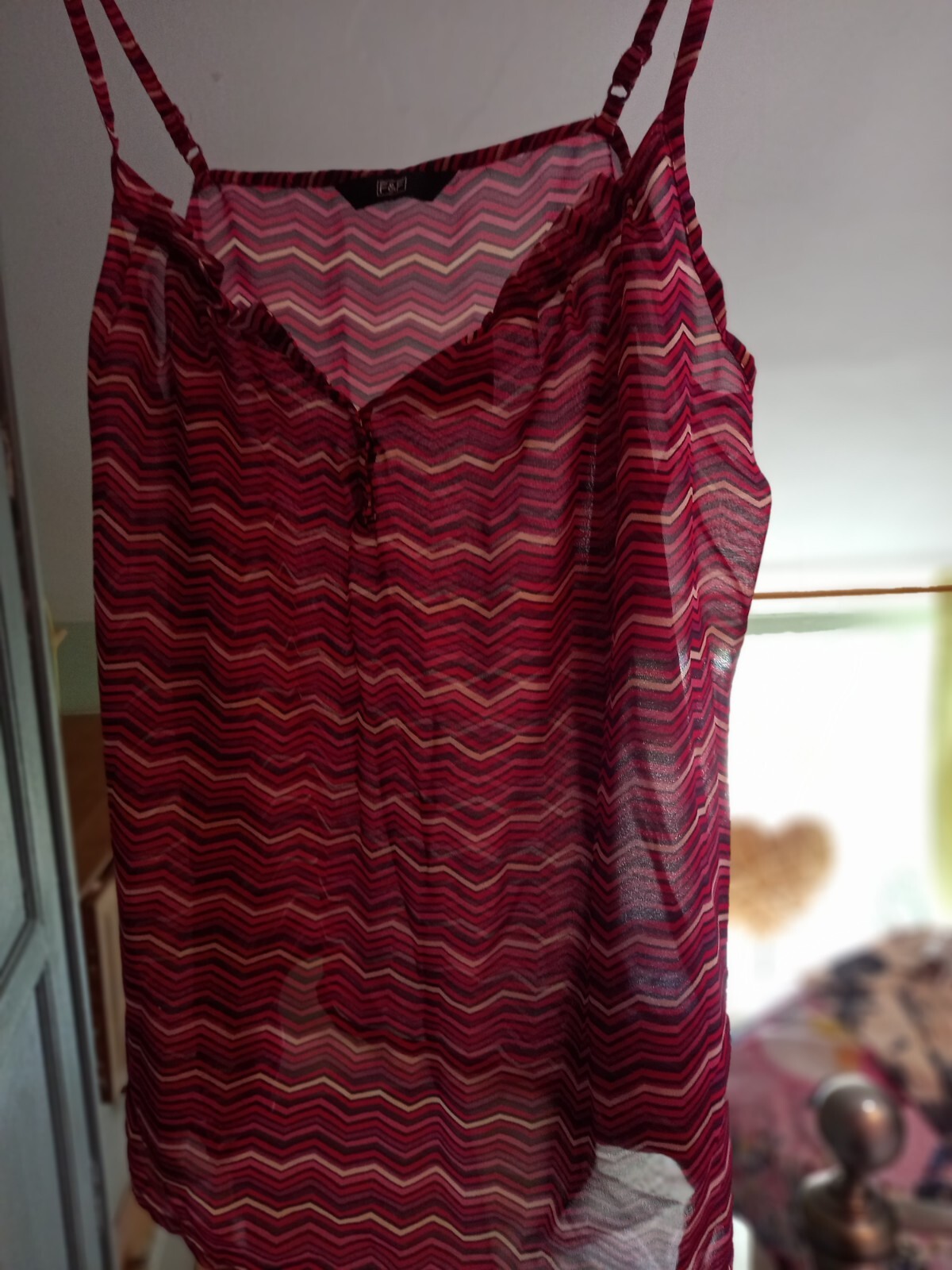 Womens Sheer Vest Top Size 16 Burgundy Worn F&F eBay