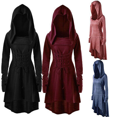 Womens Vintage Gothic Victorian Medieval Long Sleeves Slim Hoodie Coat Costume