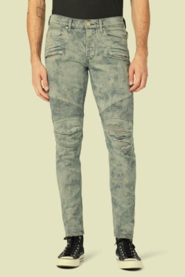 Hudson Men's Grey Acid The Blinder v.2 Skinny Distressed Biker Jeans 28 $325