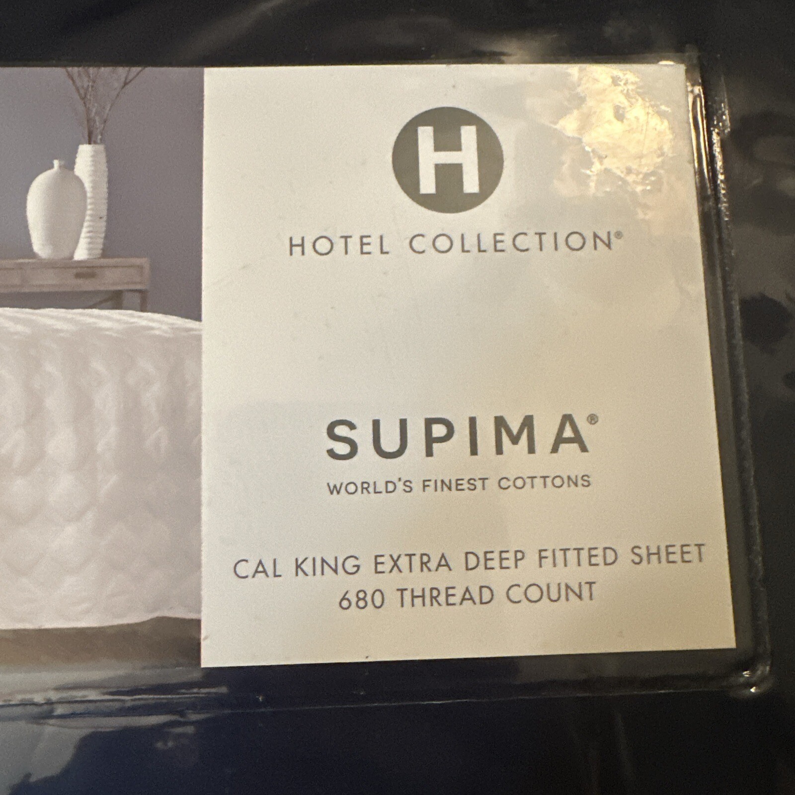 Hotel Collection 100 Supima Extra Deep Fitted Sheet 25" Navy Blue Cal