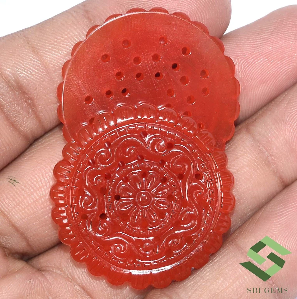 Par de gemas sueltas de calcedonia natural hechas a mano 34x34 mm 69,51 CTS Foto 3 de 4