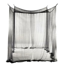 Four 4 Post Princess Bed Canopy Netting Curtain Sheer Panel Universal Black