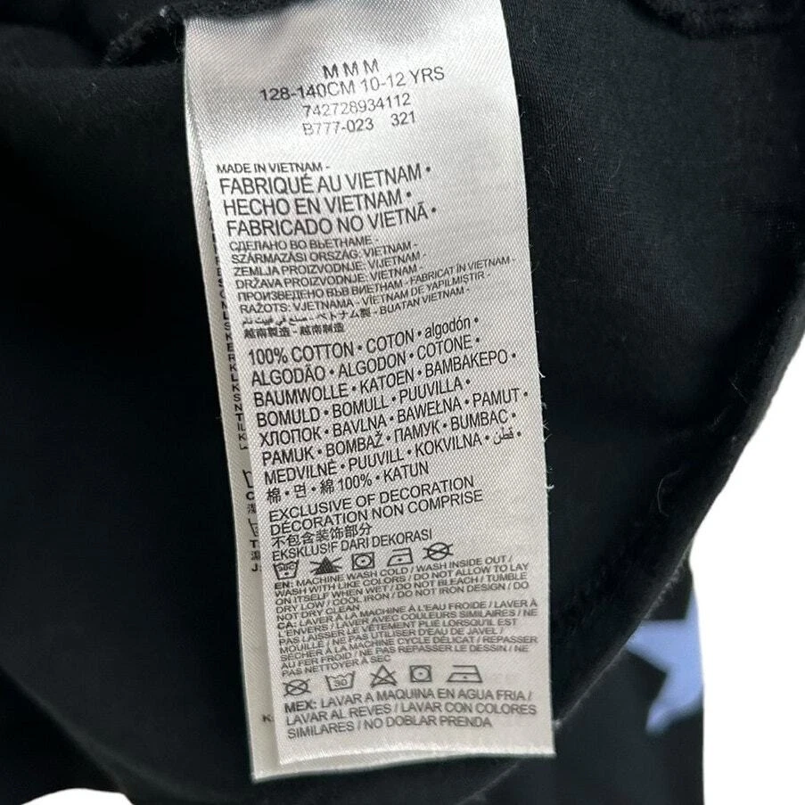 Converse Girls Black Multicolor Star Logo Long Sleeve Graphic Tee Medium 10/12 - Image 4 of 4