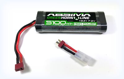 ABSIMA GREENHORN NIMH AKKU 7,2V 5100mAh MIT TAMIYA & T STECKER FÜR TAMIYA HSP