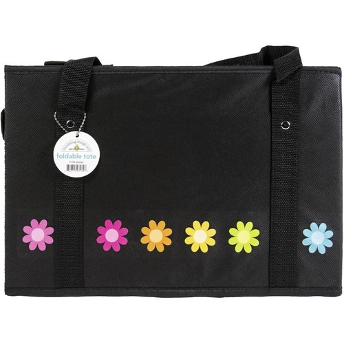 NEW Doodlebug Canvas Foldable Tote 15"X10"X10"-Daisies Perfect Storage for 12x12 - Picture 2 of 2