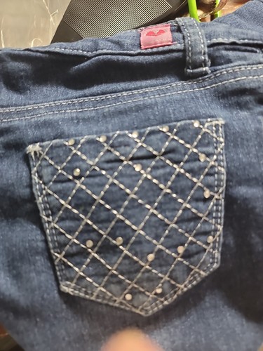 Pink Latte Girl's Jeans Size 7 Blue Denim Embroidered 5-pocket 22" inseam stretc - Picture 4 of 4