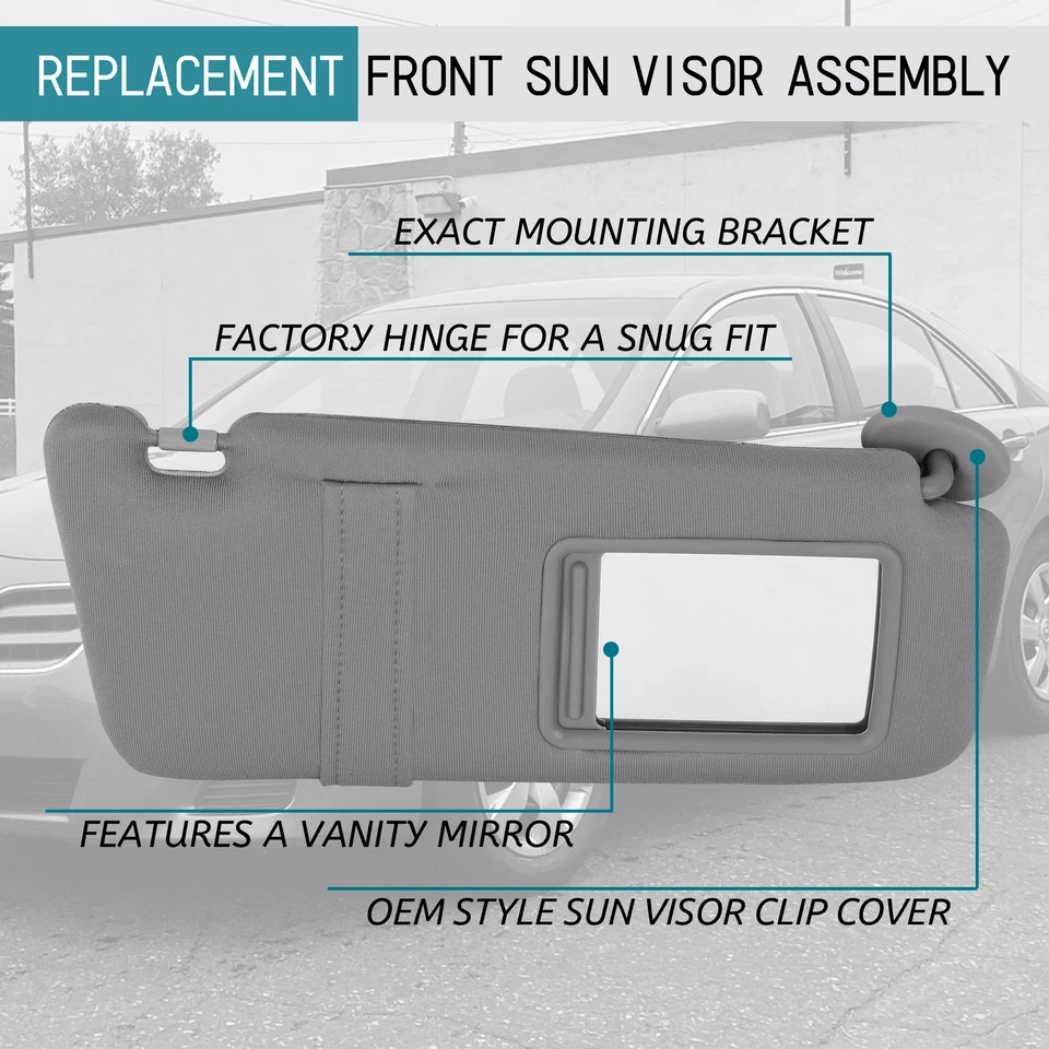 Gray Right Passenger Side Sun Visor For 2007-2011 Toyota Camry With Sunroof Foto 4 de 4