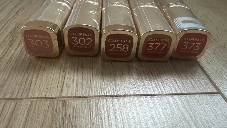 L‘oreal Color Riche Set 5x Rouges A Leeres Fini Satin 377 258 373 303 302 Neu - Bild 2 von 4