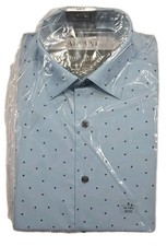 Alfani Men Slim-Fit Temp Regulating Dress Shirt Small Blue w Print NWT SB
