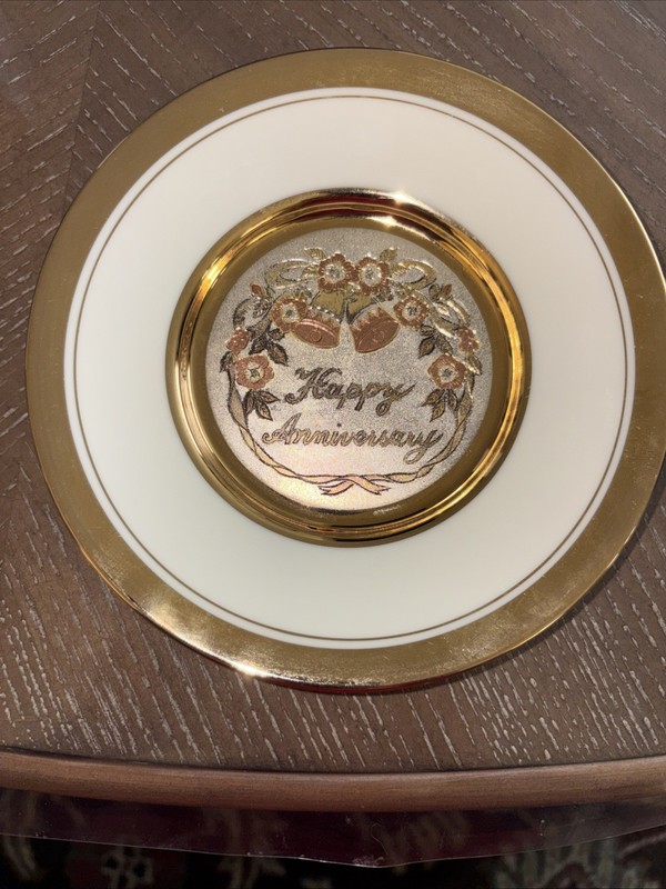 Dynasty Gallery 50th Anniversary Chokin Art Collector Plate 6.5" 24KT Gold Rim