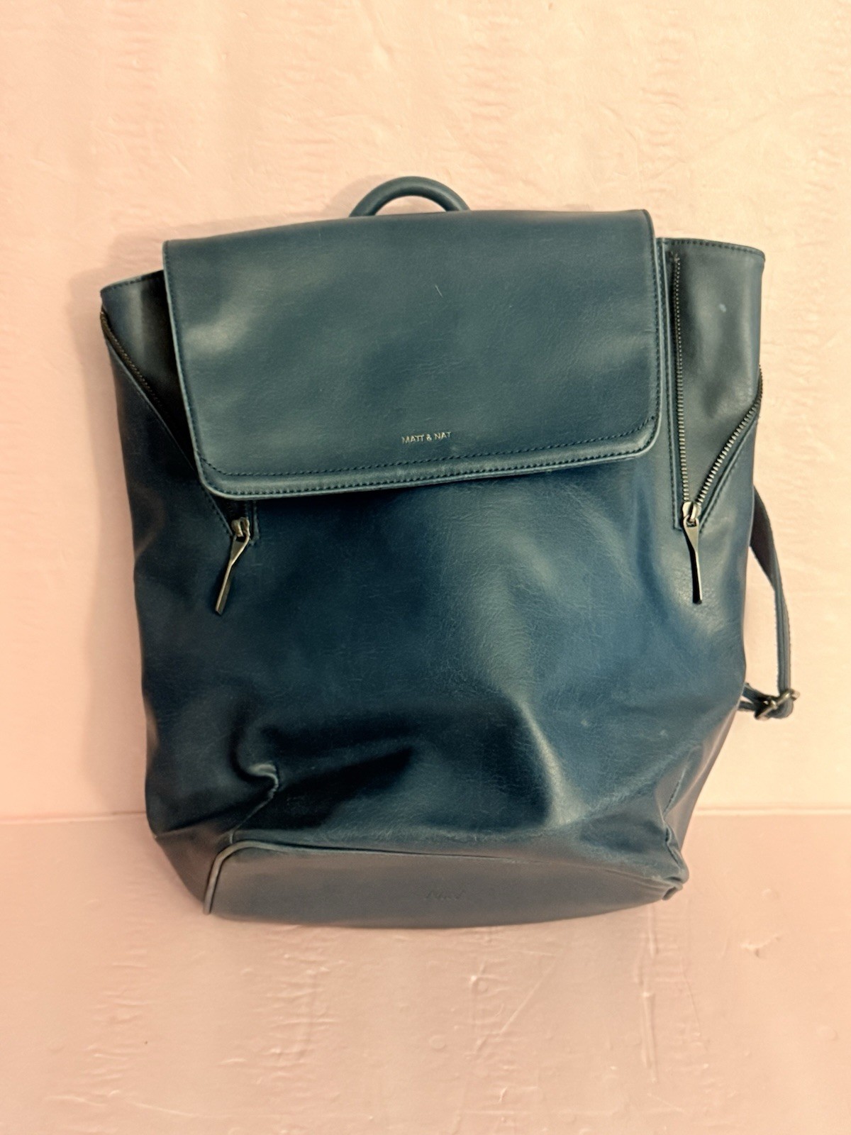 Matt & Nat Blue Leather Backpack ( See Description)