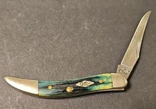Case XX 610096 SS Tiny Toothpick Knife 2003 Green Bone Long Clip Point USA