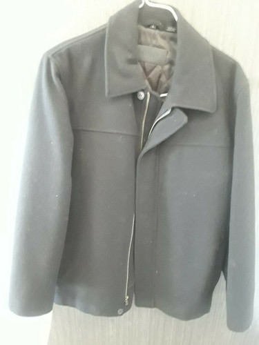 Alfani 100% Wool Bomber Jacket Black Car Coat Sz X-Large XL Chest 52" Zip front - Picture 8 of 11