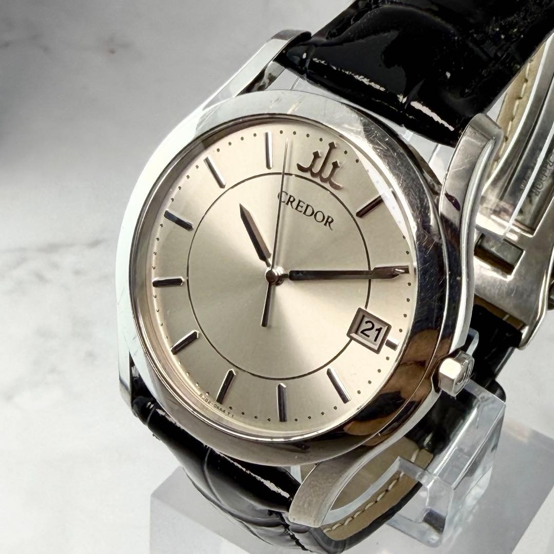 Seiko Credor 8J82-0AA0 Date Silver Dial Unisex Watch with New