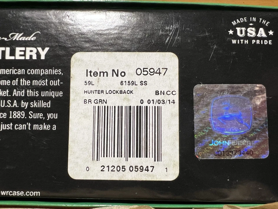 罕见 2014 Case XX Hunter Lockback 05947 SS 约翰迪尔绿骨刀 全新带盒 全新无标签 — 第 4/4 张图片