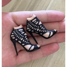 1/6 Scale Black High-Heeled Shoes Sandas Model for 12in Detachable Feet Figures