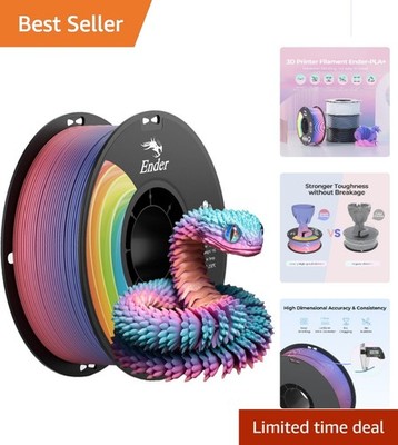 3D Printer Rainbow PLA+ Filament - 1.75mm, 1kg Spool with Clog-Free Technology