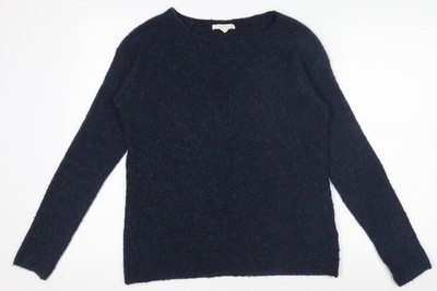 Esprit Damen Pullover dunkelblau Wollmischung Langarm Rundhals Größe S