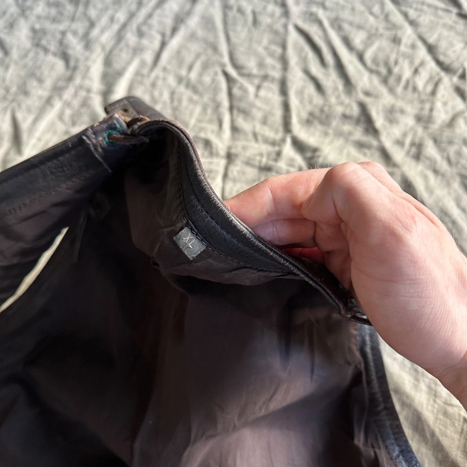 Vintage Brown Real Leather Biker Vest Western Rocker Style Lace-Up Size XL - Image 3 of 3