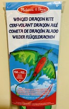 Large Melissa Doug Winged Dragon Kite 62 Green Kids Outdoor Toy NEW