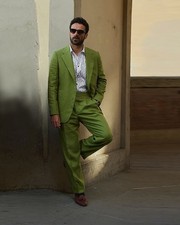 Linen Men Suits Notch Lapel Single Breasted Regular Fit Wedding Cocktail Party
