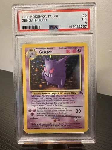 1999 Pokemon Fossil Gengar Holo PSA 5 5/62 EX