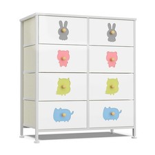 Kids Dresser for Bedroom, Baby Girls Dresser with 8 Fabric Drawers Tall Stora...