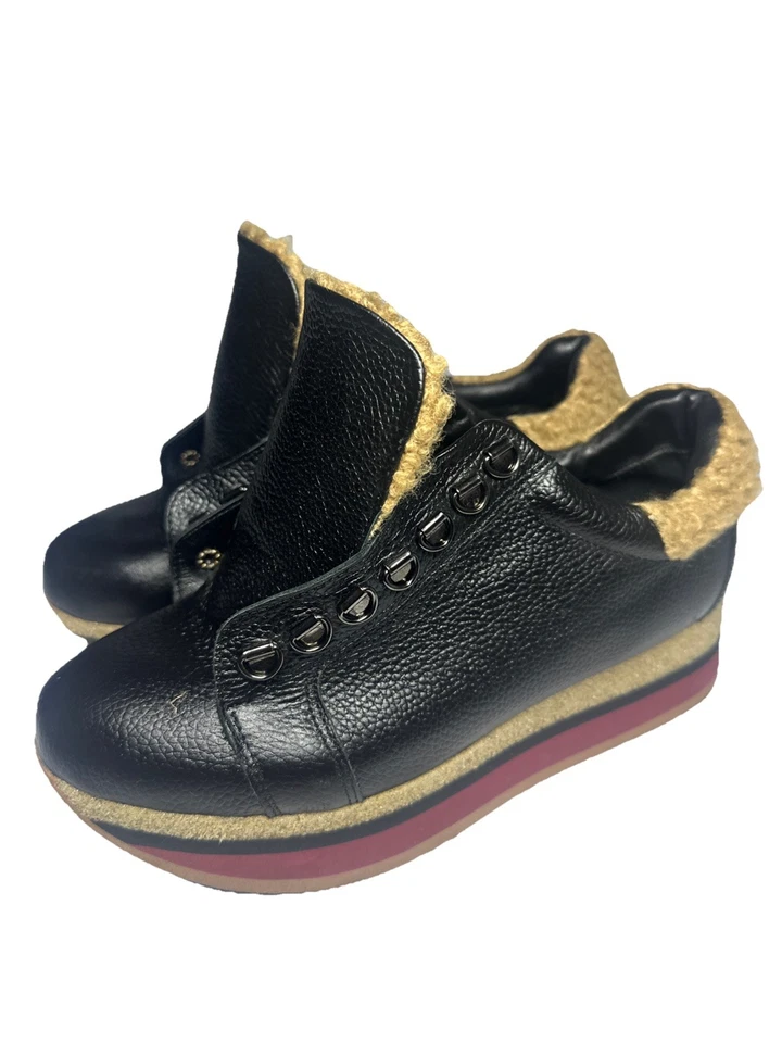 "Botín de cuero negro con cordones Cordani Jolene para mujer 38 talla 7,5 tacón de 2"" $260" Foto 2 de 4