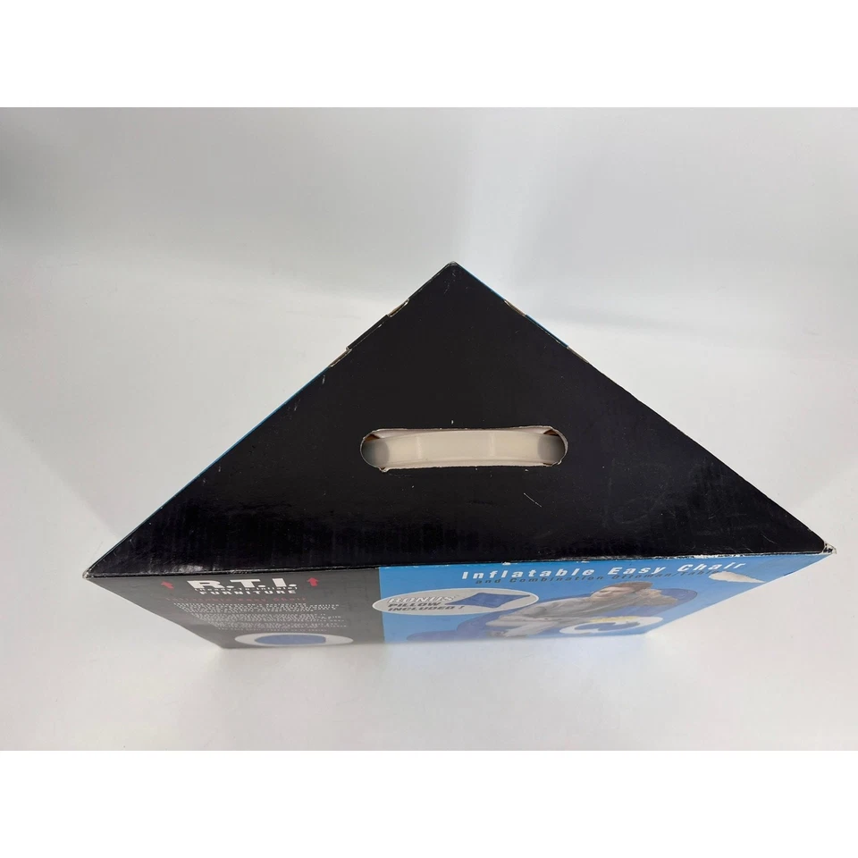 Silla Inflable Y2K De Colección Años 90 Almohada Otomana Adulto Adolescente Azul Onda Groovy Retro Foto 4 de 4