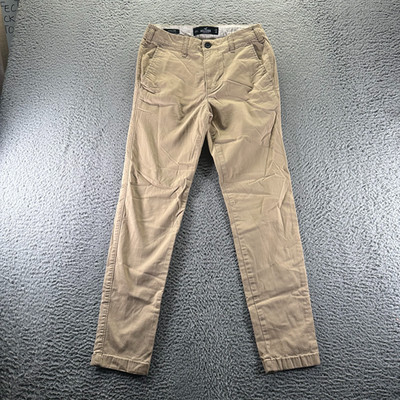 Hollister Epic Flex Pant Men's 26x30 Brown Cotton Chino Skinny Preppy Business