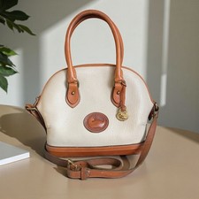 Vintage Dooney  Bourke Norfolk Satchel Bone Leather With British Tan Trim AWL