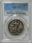 BEAUTIFUL RARE DATE 1938D WALKING LIBERTY HALF DOLLAR $ PCGS F15 FREE SHIPPING