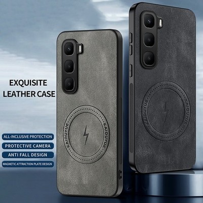 Magnetic Retro Matte PU Leather Back Case For Infinix Hot 60 Pro+ Hot 60i 60 Pro