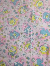 Vintage Pink Flannel Fabric Multi-color Animals Cats Ducks Babies 1 7/8 Yards