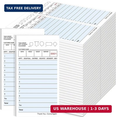 60 Pack Server Note Pads Bulk Guest Checks Books for Servers,Total 3000 Sheets S