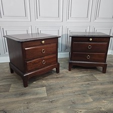 Vintage Pair Bedside Tables - Stag Minstrel- Mahogany 2 Drawer Cabinets - Retro