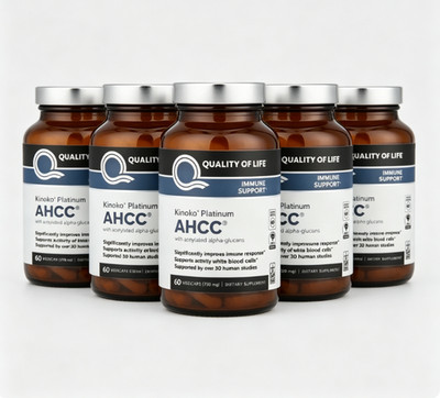 Quality of Life Premium Kinoko Platinum AHCC Herbal Supplement, 750mg per 1-5x