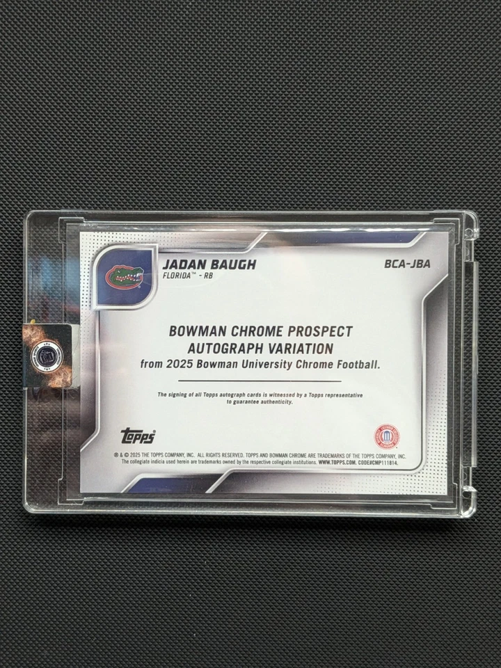 Florida Gators Jadan Baugh 1st Black Shimmer On-Card Auto Bowman U Chrome 2025 - Image 2 of 2
