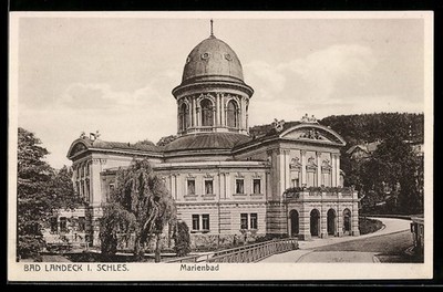 Bad Landeck i. Schles., Marienbad aus der Vogelschau, Ansichtskarte 