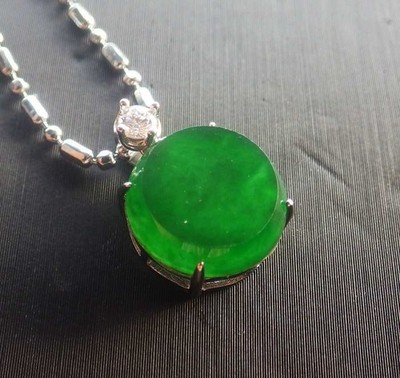 Video Certified Silver 925 Green A Jade jadeite Pendant Circle