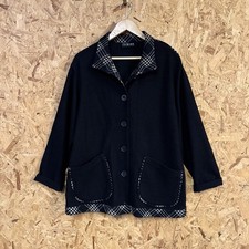 Womens Ischiko For Oska Wool Jacket Cupra Black Check Trim Size 16 Lagenlook