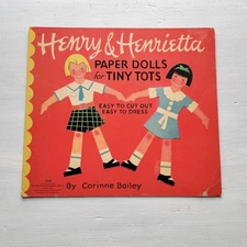 Uncut Vintage 1938 Henry & Henrietta Paper Dolls Cut-Out Book Saalfield #1519