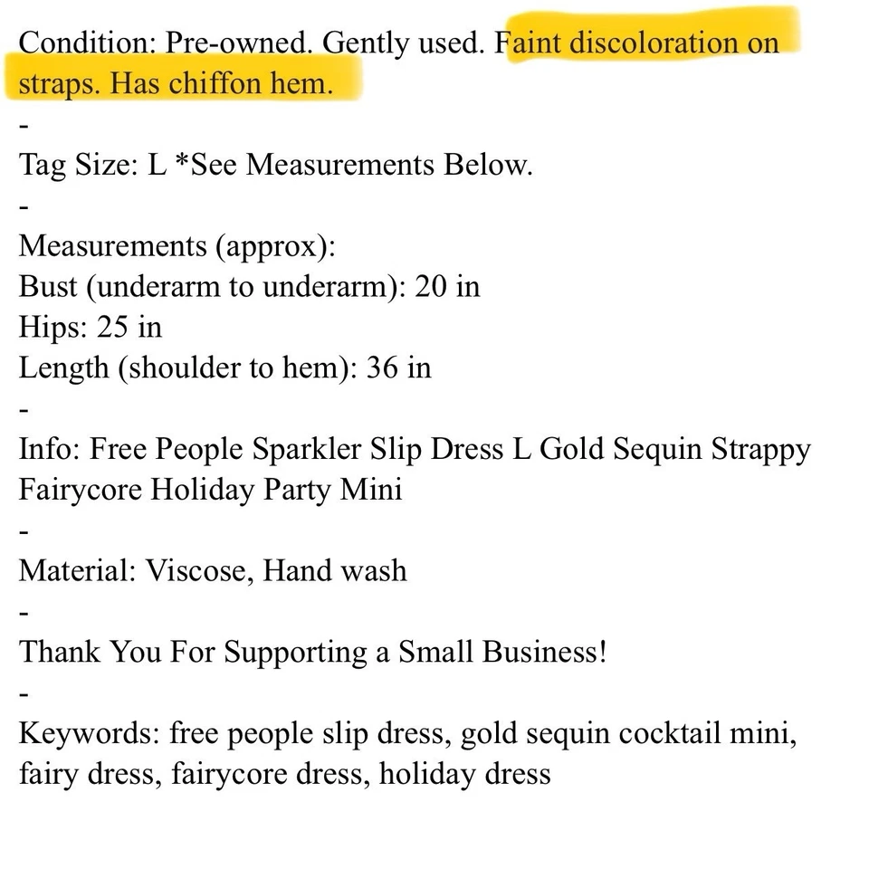 Vestido sin Mangas Free People Brillante L Lentejuelas Doradas Tirantes Hadas Fiesta de Vacaciones Mini Foto 4 de 4