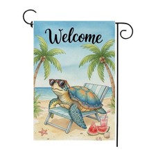 Turtle Holiday Summer Garden Flag 12x18 Inch Double Sided Seasonal Holiday Bu...