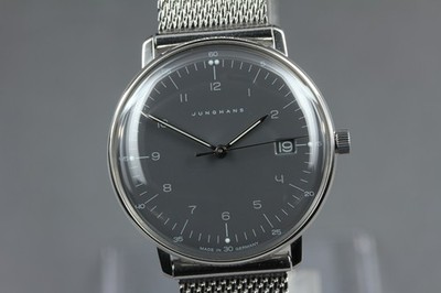 [Box] JUNGHANS Max Bill 047/4542.00 Gray Quartz Plexiglass Made in Germany Watch