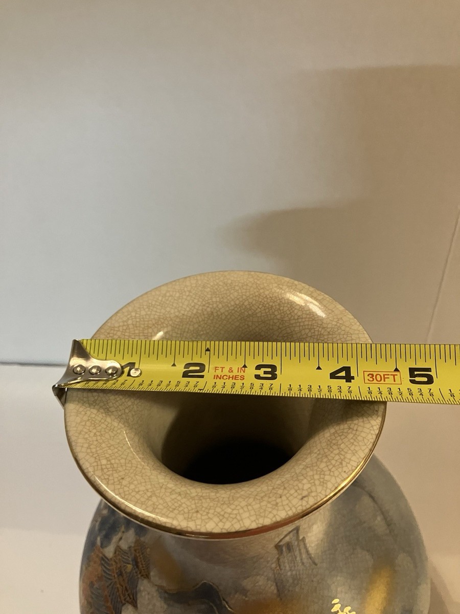 Japanese Toyo Vintage Vase With Crackle Design And Gold Outline | eBay