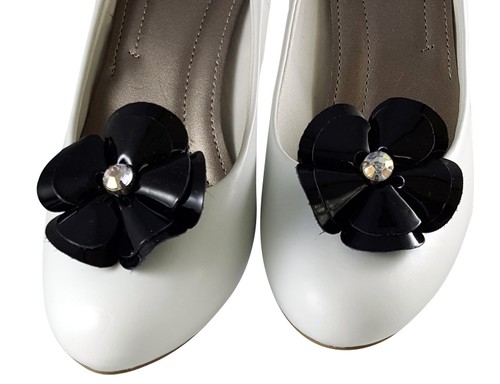 Bridal Wedding Prom Black Rose Leather Shoe Clip Dress Formal Wear Accessory - Picture 2 of 8
